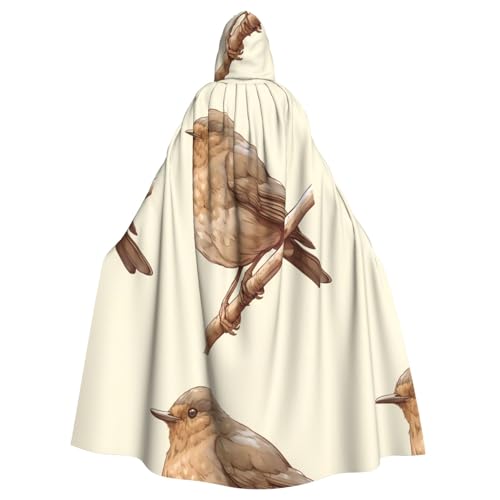 ZAQXSWCDEV Vogel-Kapuzenumhang – Allover-Druck-Design, Polyester-Material, bequem und langlebig, perfekt für Halloween, Cosplay und mehr von ZAQXSWCDEV