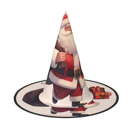 ZAQXSWCDEV Weihnachtsmann Halloween Hut - Gruseliges Partykostüm-Accessoire mit Volldruck-Design - Leichter faltbarer Hexenhut für Halloween, Karneval, Maskerade & Rollenspiel-Events von ZAQXSWCDEV
