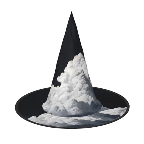 ZAQXSWCDEV White Cloud Halloween Hut - Gruseliges Party-Kostüm-Accessoire mit Volldruck-Design - Leichter faltbarer Hexenhut für Halloween, Karneval, Maskerade & Rollenspiel-Events von ZAQXSWCDEV