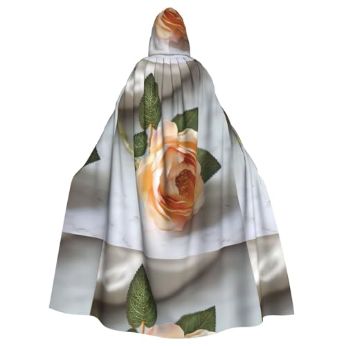 ZAQXSWCDEV Wunderschöner Rosen-Kapuzenumhang – Allover-Print-Design, Polyester-Material, bequem und langlebig, perfekt für Halloween, Cosplay und mehr von ZAQXSWCDEV