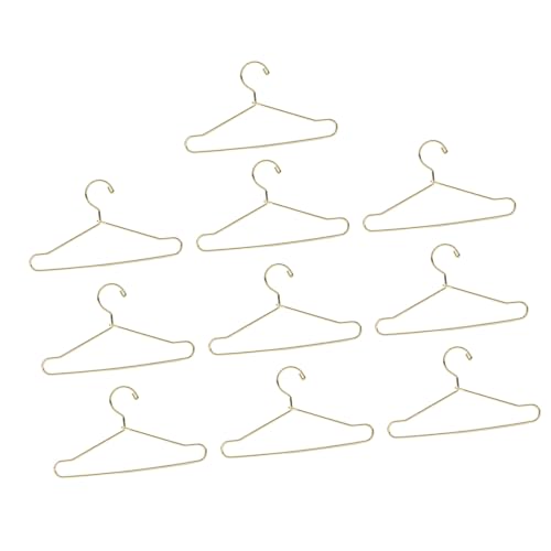 10 Stück Mini-Kleiderbügel, Edelstahl, Niedliche Puppen-Kleiderbügel, Mini-Outfit-Halter für Puppenhaus (GOLD) von ZASCHMOY