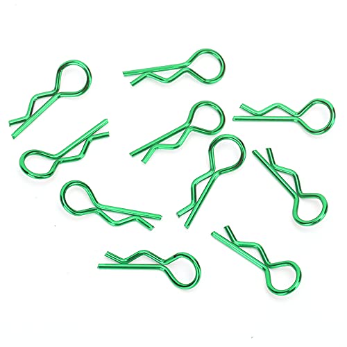 ZASCHMOY 10pcs RC Car Shell Clips R -Shape Metall Body Clips Pins füR 1/5 1/6 /8/10 RC -Auto Gold, Starke Haltbarkeit und Einfache Installation (Green) von ZASCHMOY