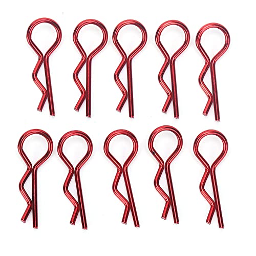 ZASCHMOY 10pcs RC Car Shell Clips R -Shape Metall Body Clips Pins füR 1/5 1/6 /8/10 RC -Auto Gold, Starke Haltbarkeit und Einfache Installation (Rot) von ZASCHMOY
