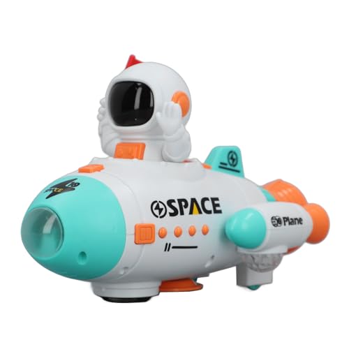 ZASCHMOY 360 -Grad -Rotation Astronaut Space Toy mit Musik und Hellen Effekten Blau Electric Off Spaceship Toy mit Aufwärtsfunktion und Omnidirektionalrädern (Blue) von ZASCHMOY