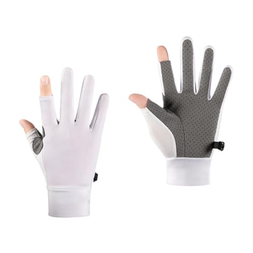 ZASCHMOY [Anti -Skid -Sommer Eisseide Fahrradhandschuhe 2 Fingerlose Sporthandschuhe für Männer und Frauen M Größe, Rosa, Ideal für Radfahren, Fitnessstudio und Training Im Freien (White) von ZASCHMOY