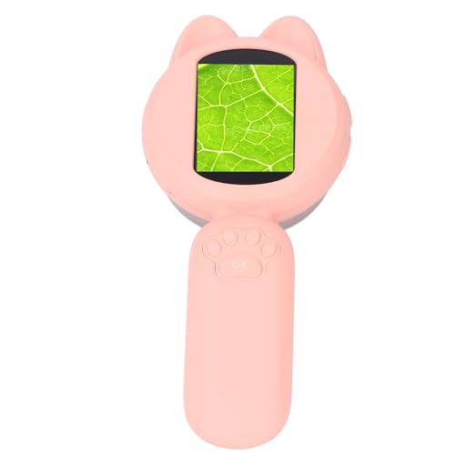 ZASCHMOY Digitales Mikroskop mit HD IPS-Bildschirm und Integriertem Speicher | Tragbares Handheld -Vergrößerungsglas mit 3 Zahnrad -LED Licht | Blau, Gut für Outdoor Abenteuer (PINK) von ZASCHMOY