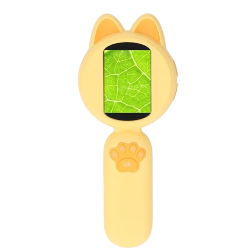 ZASCHMOY Digitales Mikroskop mit HD IPS-Bildschirm und Integriertem Speicher | Tragbares Handheld -Vergrößerungsglas mit 3 Zahnrad -LED Licht | Blau, Gut für Outdoor Abenteuer (Yellow) von ZASCHMOY