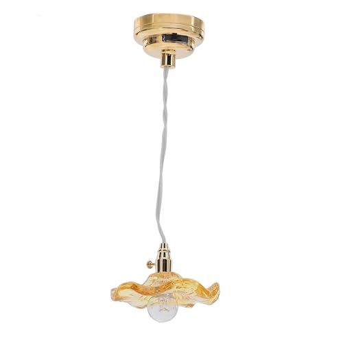 ZASCHMOY Exquisit 1:12 & 1: 6 Miniaturpuppenhaus Deckenlampe - Transparentes Glasrundlampenbeleuchtung für Authentisches Puppenhausdekoration (Yellow) von ZASCHMOY
