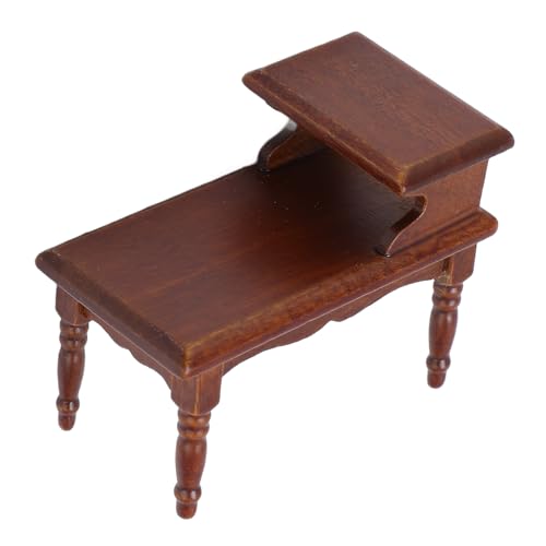 ZASCHMOY Exquisite Puppenhaus 1:12 Skala Doppelschicht Tee Tisch - Miniatur -Holzendtisch für Handgefertigtes Puppenhausdekoration von ZASCHMOY