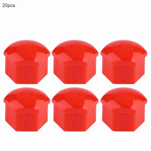 ZASCHMOY Langlebige Auto-Radmutterkappen Set Schwarz 19mm 20-Pack Einfach Installieren Sie Auto-Hub-Schraubenschutzabdeckung für Einen Verbesserten Randschutz und Styling (Rot) von ZASCHMOY