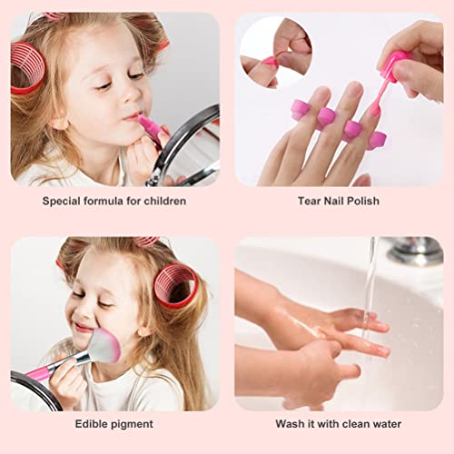 ZASCHMOY Make -up Set Cosmetic Beauty Accessoires für das Spielen Spielzeug mit Tragbarer Kosmetischer Tasche Rosa Stil für Fantasievolle Spiele von ZASCHMOY