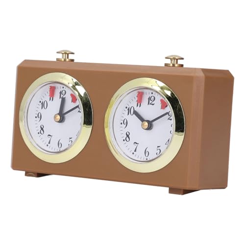 ZASCHMOY Mechanische Schachtimer Professionelle Digitale Schachuhr - Tragbarer Vintage -Schachspiel Timer ohne Akku, der für Schachspiele und Training Benötigt Wird (Bräunen) von ZASCHMOY