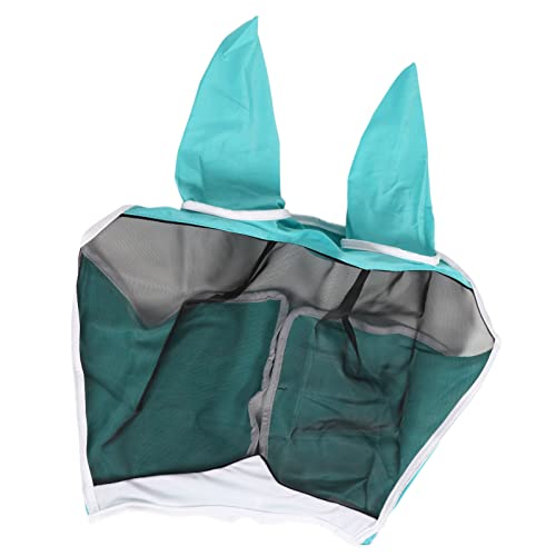 ZASCHMOY Mesh Horse Fly Maske mit Ohren - Elastischer UV -Schutz | Abnehmbare, Atmungsaktive Pferde Augenmaske | Blau & Grün für Leichten Komfort (L) von ZASCHMOY