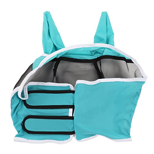 ZASCHMOY Mesh Horse Fly Maske mit Ohren - Elastischer UV -Schutz | Abnehmbare, Atmungsaktive Pferde Augenmaske | Blau & Grün für Leichten Komfort (S) von ZASCHMOY