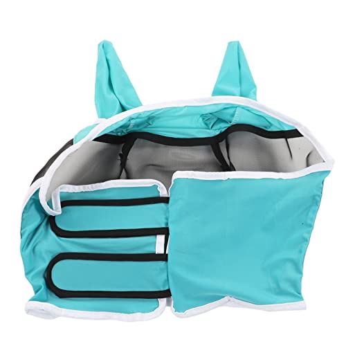 ZASCHMOY Mesh Horse Fly Maske mit Ohren - Elastischer UV -Schutz | Abnehmbare, Atmungsaktive Pferde Augenmaske | Blau & Grün für Leichten Komfort (S) von ZASCHMOY