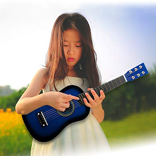 ZASCHMOY Pädagogische Holzanfänger -Gitarrenspielzeug für Kinder und Kinder - 23in Blue Musical Instrument mit Leichtem Design für Anfänger von Studenten (Blue) von ZASCHMOY