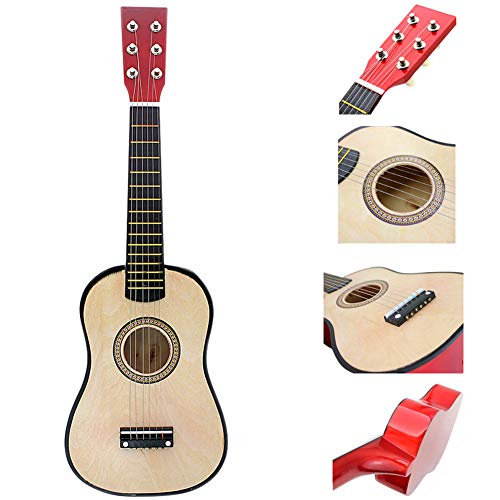 ZASCHMOY Pädagogische Holzanfänger -Gitarrenspielzeug für Kinder und Kinder - 23in Blue Musical Instrument mit Leichtem Design für Anfänger von Studenten (Holzfarbe) von ZASCHMOY