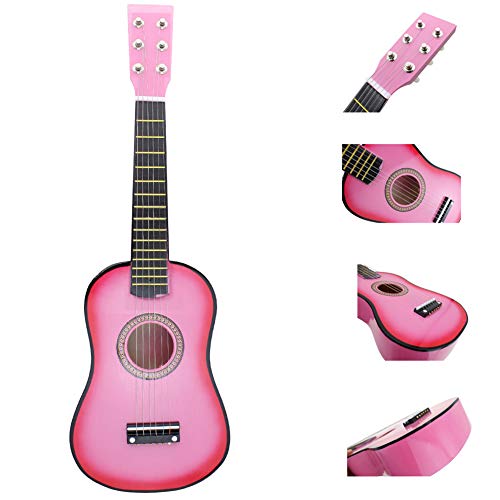 ZASCHMOY Pädagogische Holzanfänger -Gitarrenspielzeug für Kinder und Kinder - 23in Blue Musical Instrument mit Leichtem Design für Anfänger von Studenten (PINK) von ZASCHMOY