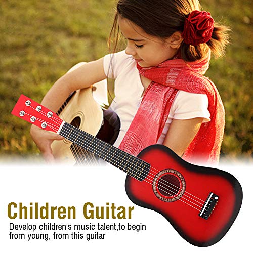 ZASCHMOY Pädagogische Holzanfänger -Gitarrenspielzeug für Kinder und Kinder - 23in Blue Musical Instrument mit Leichtem Design für Anfänger von Studenten (Rot) von ZASCHMOY