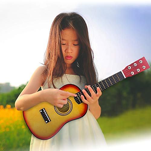 ZASCHMOY Pädagogische Holzanfänger -Gitarrenspielzeug für Kinder und Kinder - 23in Blue Musical Instrument mit Leichtem Design für Anfänger von Studenten (Sonnenuntergangsfarbe) von ZASCHMOY