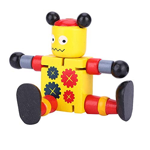 ZASCHMOY Persönlichkeit Süßes Holzroboterspielzeug mit Flexibler Bewegung, Lernen und Pädagogische Roboterspielzeug in Rotem, Ungiftigem Holzmaterial für (Yellow) von ZASCHMOY