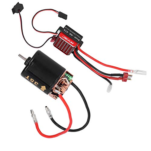 ZASCHMOY RC Car Motor & ESC Combo 540 Gebürstete Motor mit 360A ESC- und T -Stecker für 1/10 RC Auto Modelle, Hohes Drehmoment und Starke Magnetkraft (35T) von ZASCHMOY
