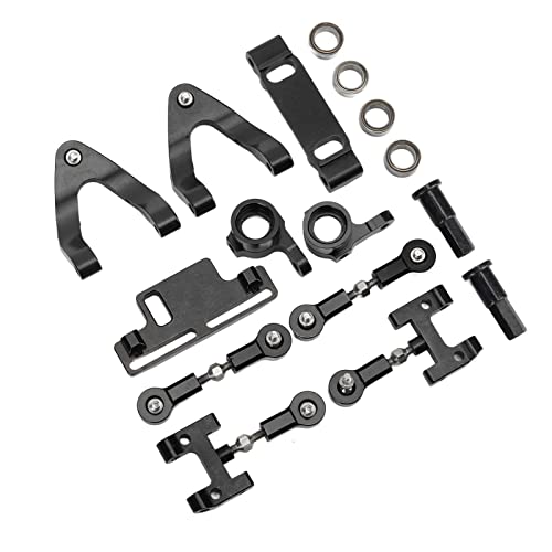 ZASCHMOY RC -Metallzubehör mit Oberen Unteren Suspensionsarm und Lenkbecher, Aluminiumlegierungskonstruktion für WPL D12 RC -Auto, Silber (Black) von ZASCHMOY
