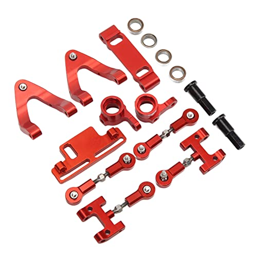 ZASCHMOY RC -Metallzubehör mit Oberen Unteren Suspensionsarm und Lenkbecher, Aluminiumlegierungskonstruktion für WPL D12 RC -Auto, Silber (Rot) von ZASCHMOY