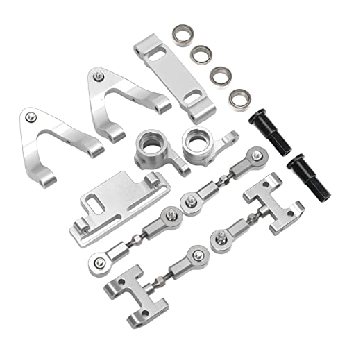 ZASCHMOY RC -Metallzubehör mit Oberen Unteren Suspensionsarm und Lenkbecher, Aluminiumlegierungskonstruktion für WPL D12 RC -Auto, Silber (Silver) von ZASCHMOY