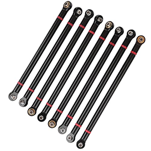 ZASCHMOY [Upgrade Metall Pull -Stange -Kit für Axial SCX10 8pcs Aluminiumlegierung 1/10 Linkstange, Rot, Hohe Simulation für RC Crawler Autos, 313 mm Achsenabstand Verbesserung (Black) von ZASCHMOY
