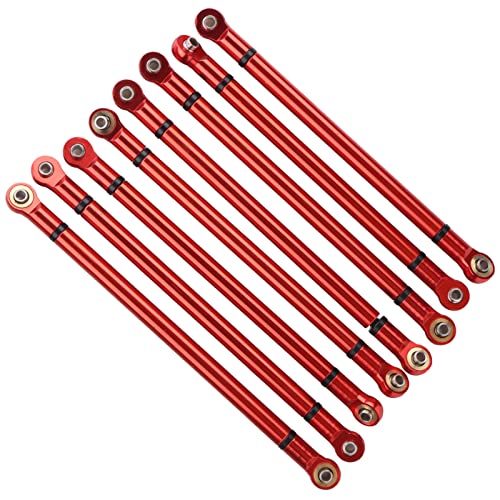 ZASCHMOY [Upgrade Metall Pull -Stange -Kit für Axial SCX10 8pcs Aluminiumlegierung 1/10 Linkstange, Rot, Hohe Simulation für RC Crawler Autos, 313 mm Achsenabstand Verbesserung (Rot) von ZASCHMOY