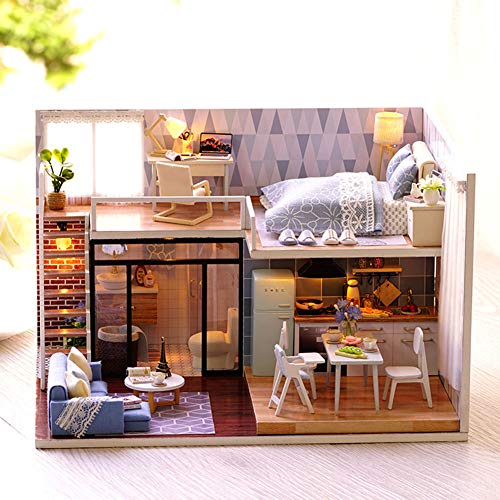 ZASCHMOY VERTEILIGER 3D -Holz -Puzzle Puppenhaus Kit mit Möbeln DIY Doll House Kit für Kreatives Spiel Handgefertigtes Spielzeugset für und Erwachsene von ZASCHMOY
