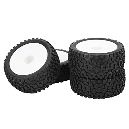 ZASCHMOY Verbesserte 4PCS -RC -Reifen und mit 12 Mm Sechskant für 1/10 Off Straßenwagen Schwarze Gummireifen und Plastiknabe für Bessere Griffe und Leistung (White) von ZASCHMOY