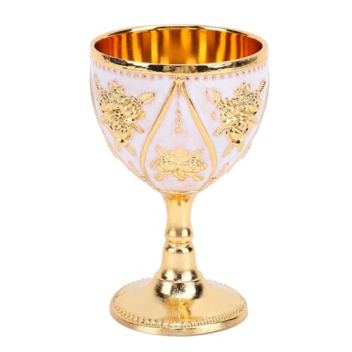 ZASCHMOY Vintage European Style Alloy Wine Cup Goblet 30ml - Elegante Zinklegierung Konstruktion mit Rosenmuster für Wohnkultur und Partykonsum in Allen Weißen Finish (Alles weiß) von ZASCHMOY