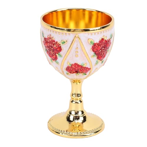 ZASCHMOY Vintage European Style Alloy Wine Cup Goblet 30ml - Elegante Zinklegierung Konstruktion mit Rosenmuster für Wohnkultur und Partykonsum in Allen Weißen Finish (Alles weiß mit roter Blume) von ZASCHMOY