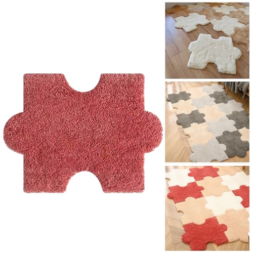 Interlocking Floor Mats, Ineinandergreifende Teppichfliesen 8/12/15/16/20/25/30 Stücke, Polyesterfaser Puzzlematte Boden, Puzzleteppich Spielmatte, Interlocking Floor Mats für Wohnzimmer(Red,8 pcs) von ZASEZOD