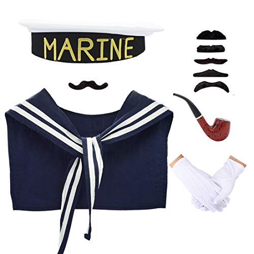 Ziyoot Yacht Kapitän Hut Kostüm Zubehör Set Herren Matrosenschal Nautisches Kostüm Zubehör Marine Marine Matrosenmütze Halloween Matrosen Kostüm Ziyoot Yacht Kapitän Hut Kostüm Zubehör Set Herren Matrosenschal Nautisches Kostüm Zubehör Marine Marine Matrosenmütze Halloween Matrosen Kostüm von ZAWAGIIK
