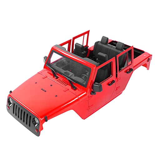 ZAWELIYO 1/10 RC -Autokörperschale Unmontalbemaner Kunststoff 313 -mm -Radstand Hoher Simulation Offene Türen mit Abnehmbarem Schlammschutz für SCX10 90046 (Rot) von ZAWELIYO