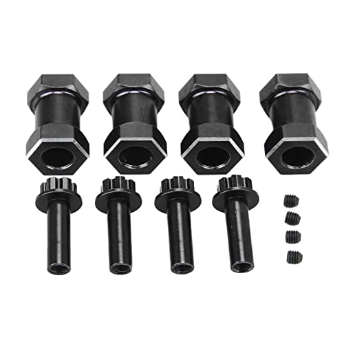 ZAWELIYO 12-Mm-RC-Crawler-Sechskantnaben-Kit – Aluminium-Radadapter mit 20 Mm Versatz für Car Im Maßstab 1/10 (4-teiliges Ultraleichtes Set) (Schwarz) von ZAWELIYO