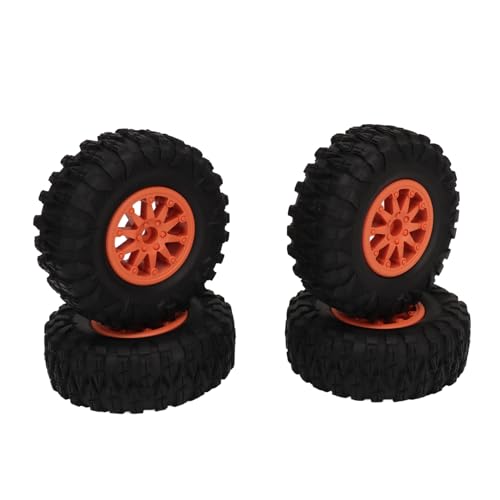ZAWELIYO 2,2 RC Raupen Reifen mit Nylon-Hubs-120mm/4,7 in Hochleistungs-Gummireifen für 1/10 Modell, 12mm Sechs Kant Kompatibel (Orange) von ZAWELIYO