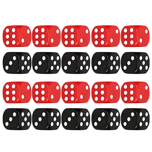 ZAWELIYO 20 Stück Schwarz-rote Spielwürfel, 6-seitiges Würfelset, Standard-Spielwürfel mit Weißen Punkten Zum Spielen von Brettspielen und Kartenspielen von ZAWELIYO