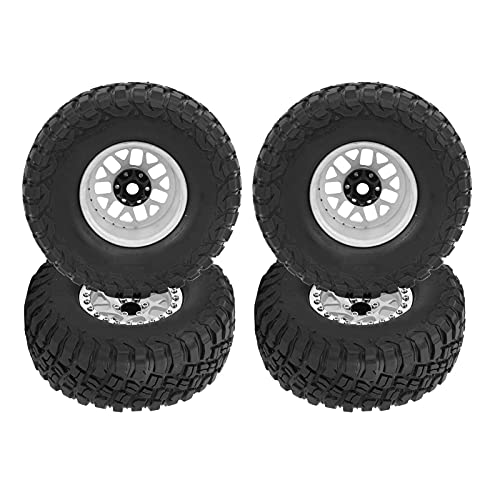 ZAWELIYO 4pcs 1/10 RC Crawler - und -Reifen, 124x50 Mm Aluminiumlegierung Badlock - mit Nitro -Gummireifen, Kompatibel mit TRX4, Axial Scx10, HSP D90 Off -Straße Upgrade (Weiß) von ZAWELIYO
