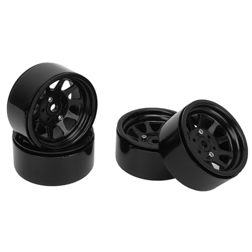 ZAWELIYO 4pcs 1,9 Zinklegierung RC Crawler -12mm Hex Universal Steel Felgen für 1,9 Reifen, 22-Screw-Off-Road-Upgrade-Kit (Schwarz) von ZAWELIYO
