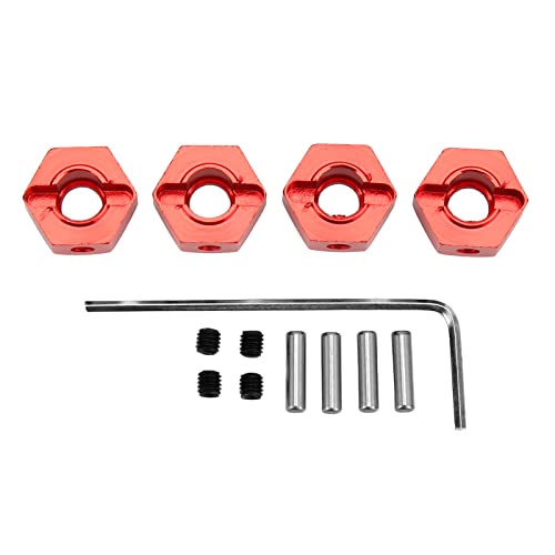 ZAWELIYO 4pcs 12mm Sechskantrad -Hubs Muttern, Aluminiumlegierung Hohe Genauigkeit RC Rad Sechskant Hubs Antriebsadapter Kompatibel mit 1/10 Arrma Senton//Big Rock (Rot) von ZAWELIYO