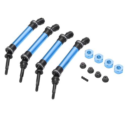 ZAWELIYO 4pcs CVD -Stahlantriebswellen für Slash 1/10 RC - CNC Bearbeitet 115-140 Mm Einstellbar Vordere Hintere Antriebsstrang -Kit mit M4 -Anti -Skid -Nüssen (Blau) von ZAWELIYO