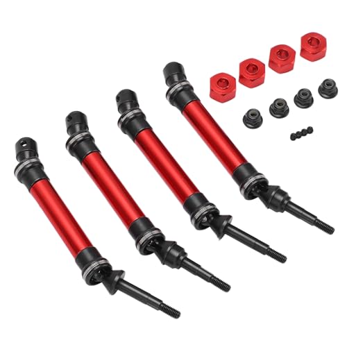 ZAWELIYO 4pcs CVD -Stahlantriebswellen für Slash 1/10 RC - CNC Bearbeitet 115-140 Mm Einstellbar Vordere Hintere Antriebsstrang -Kit mit M4 -Anti -Skid -Nüssen (Rot) von ZAWELIYO