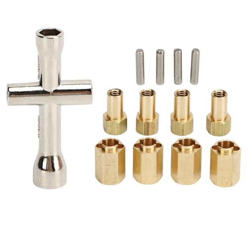 ZAWELIYO 7mm Messingrad-Abstandshalter für 1/18 RC-Crawler-Gewichtete Hex-Hub-Extender mit Kreuzschlüssel, Low-CG-Upgrade-Kit (Gold, 4-Pack) von ZAWELIYO