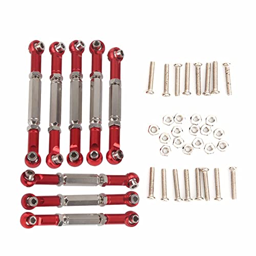 ZAWELIYO 8pcs Metall-Link-Stäbchen für WPL B14/C14/FY001 1/16 RC-Auto, Hochfestigkeit Vordere Heck-Servo-Verknüpfungskit, Rot Anloge Upgrade-Teile für C14K-C34K-Modell (65 mm) von ZAWELIYO
