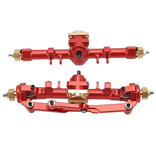 ZAWELIYO Aluminium & Messingachse für Axiale SCX24 1/24 RC - Vordere Hinterachselbaugruppe RC Crawler Upgrade Kit (Rot) von ZAWELIYO
