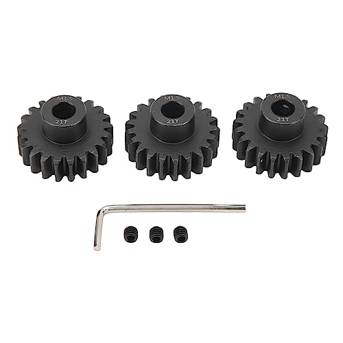 ZAWELIYO M1.5 Stahlritzer Zahnrad-8mm Motor Zahnrad mit Sechskantschlüssel, Kompatibel mit 1/5 1/8 1/10 RC-Modell (3-Pack, Schwarz) (21T) von ZAWELIYO